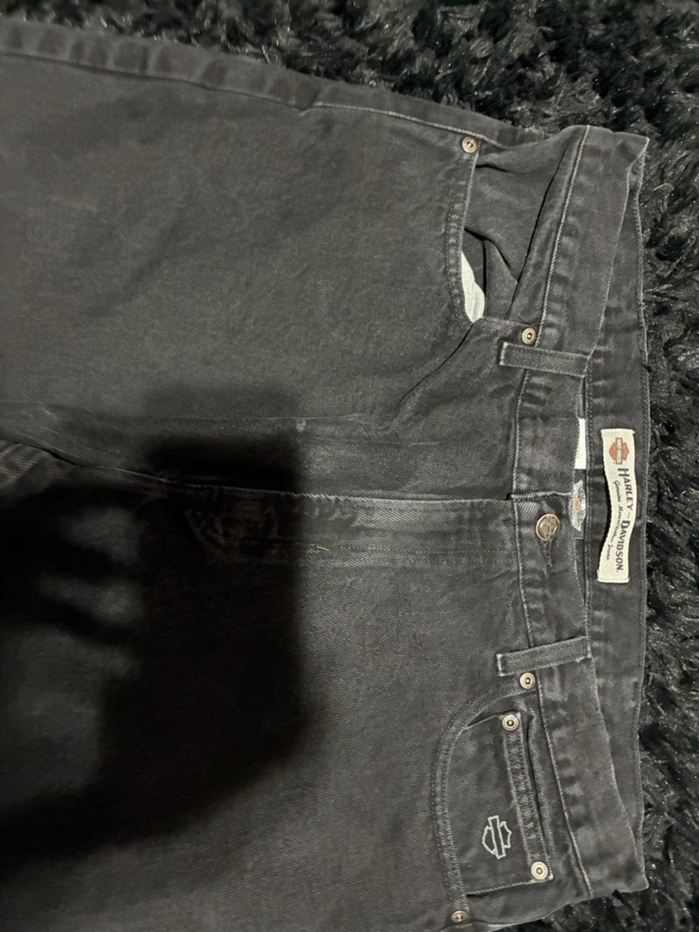 Harley-Davidson Washed Black Jeans with Subtle Embroidered Logo